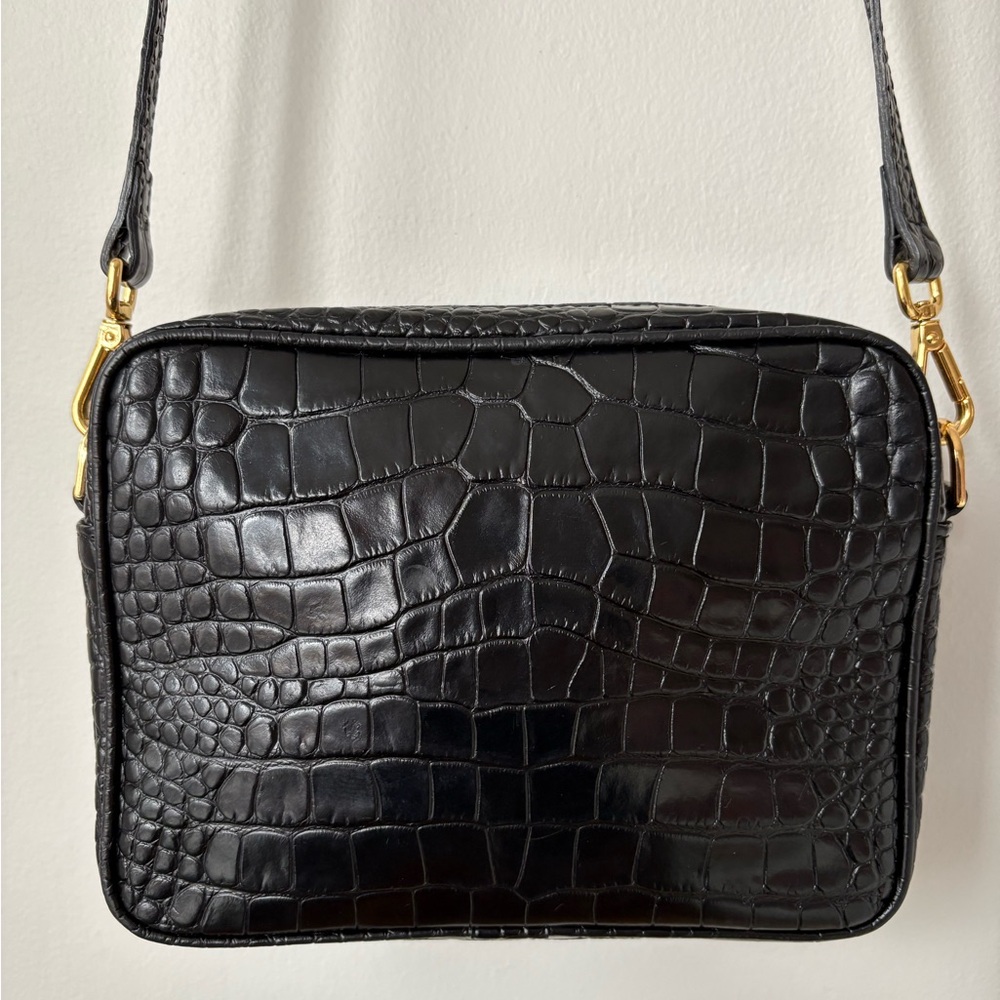 Quince Italian Leather Crossbody Bag Black Croco